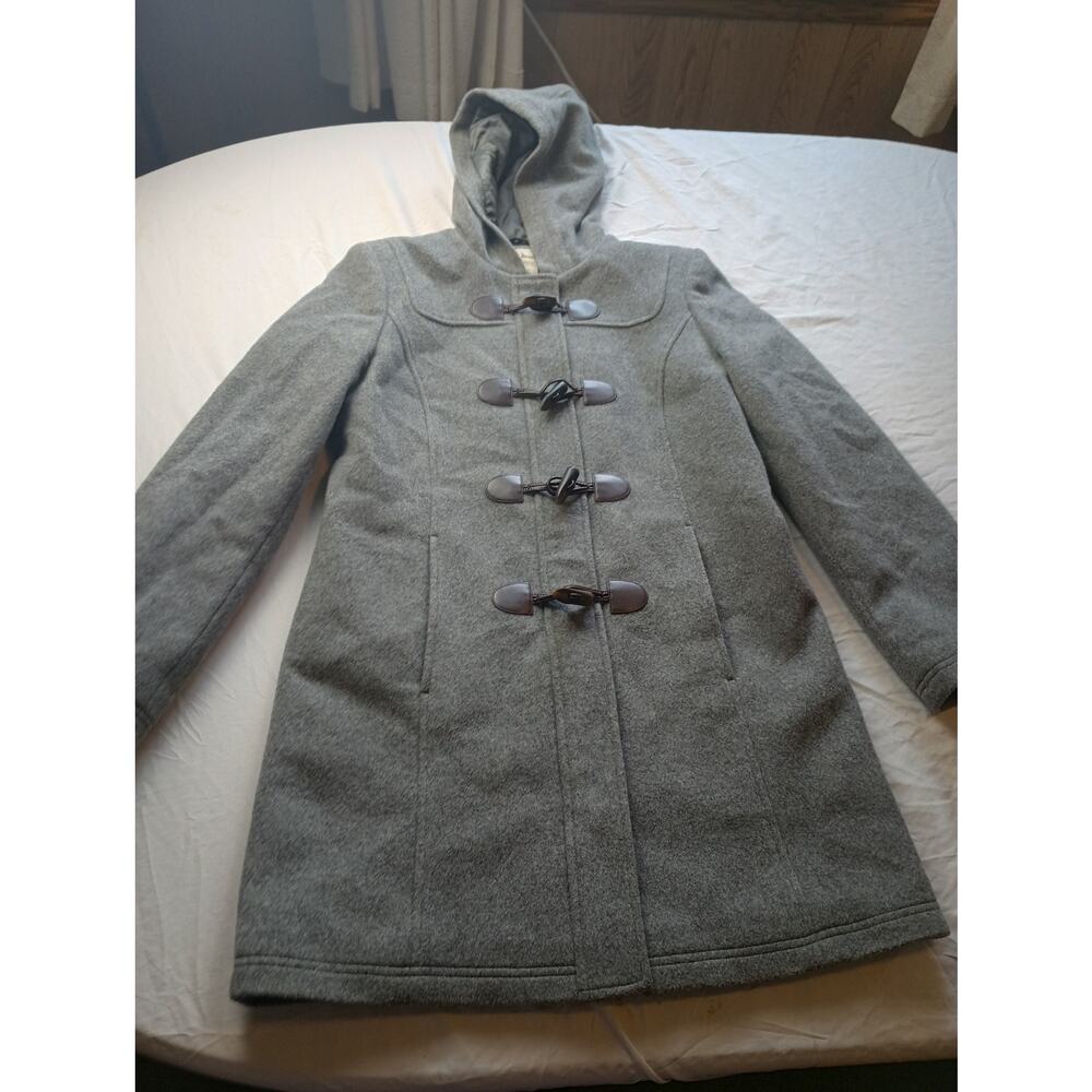 L.L. Bean Gray Hooded Toggle Coat